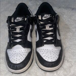 Nike Dunk Black and White Low-Top Sneakers with Contrast Swoosh